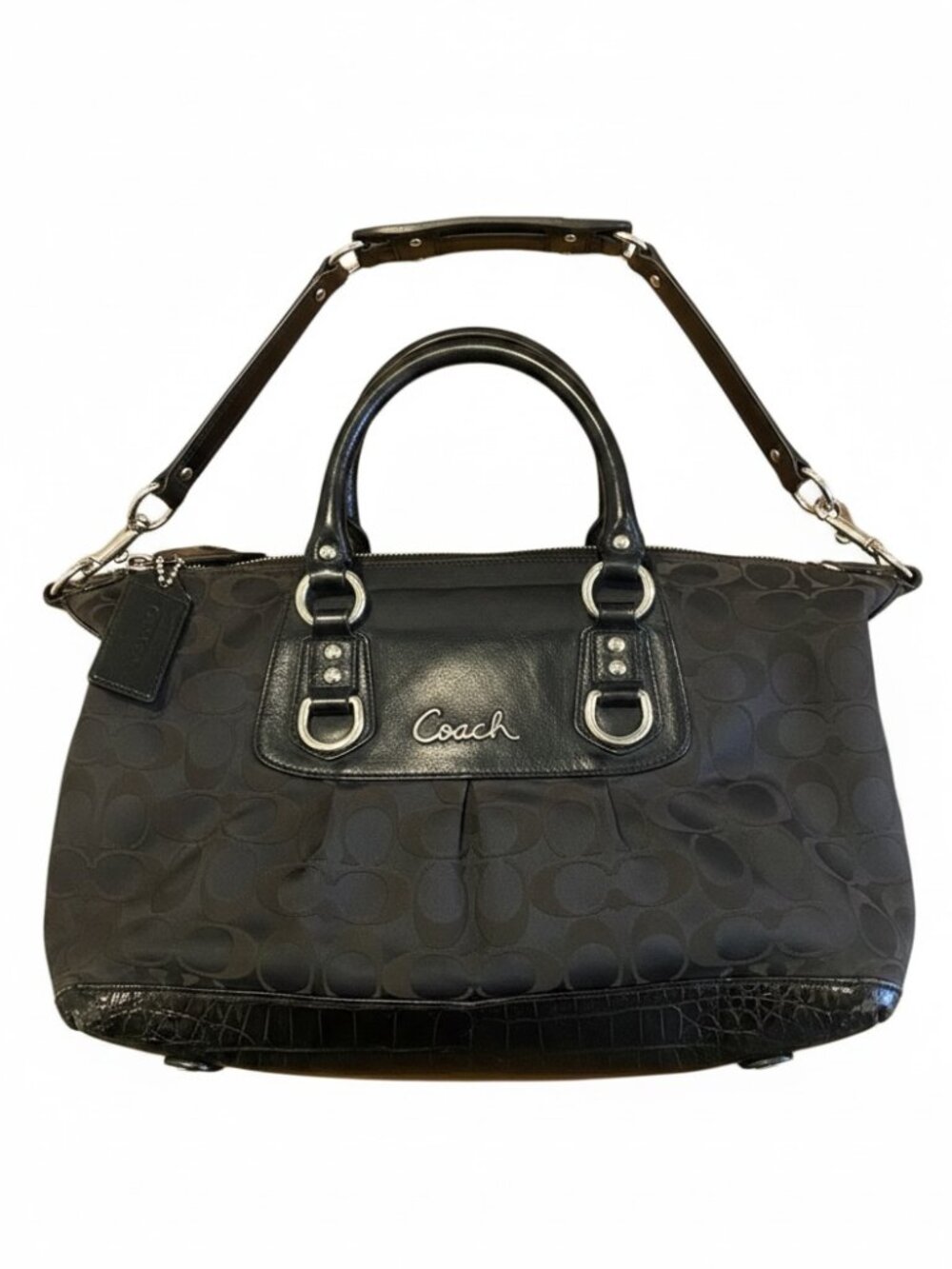 Coach Ashley Signature Purse Black 152Q